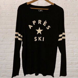 Chaser “Apres Ski” Waffle Knit Sweater | Black & White | Size Large | BOLO